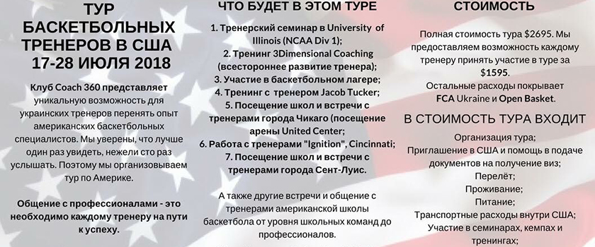 Баскетбольный тур для тренеров по США