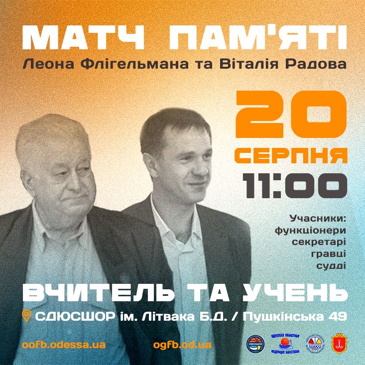 У неділю відбудеться Матч пам'яті Леона ФЛІГЕЛЬМАНА та Віталія РАДОВА