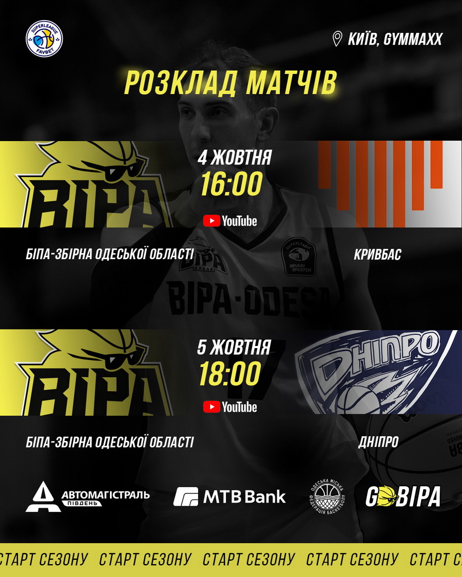 «БІПА» розпочне сезон у Києві матчами проти «Кривбаса» та «Дніпра»
