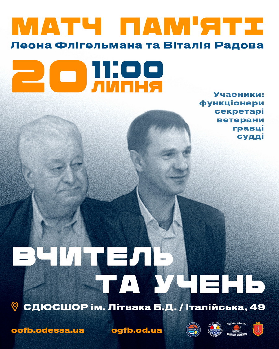 У неділю відбудеться матч пам’яті відомих одеських баскетбольних функціонерів та спеціалістів