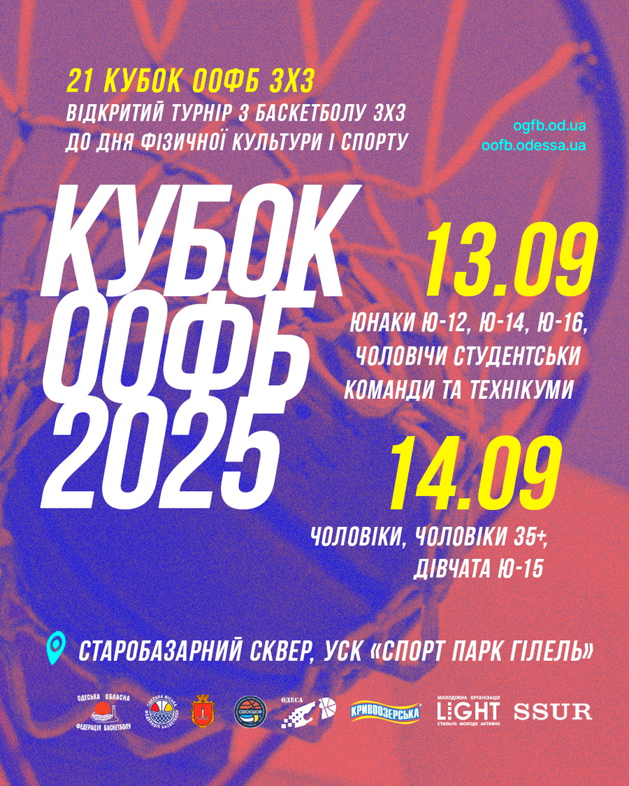 В Одесі відбудеться відкритий турнір з баскетболу 3х3 «КУБОК ООФБ-2025»